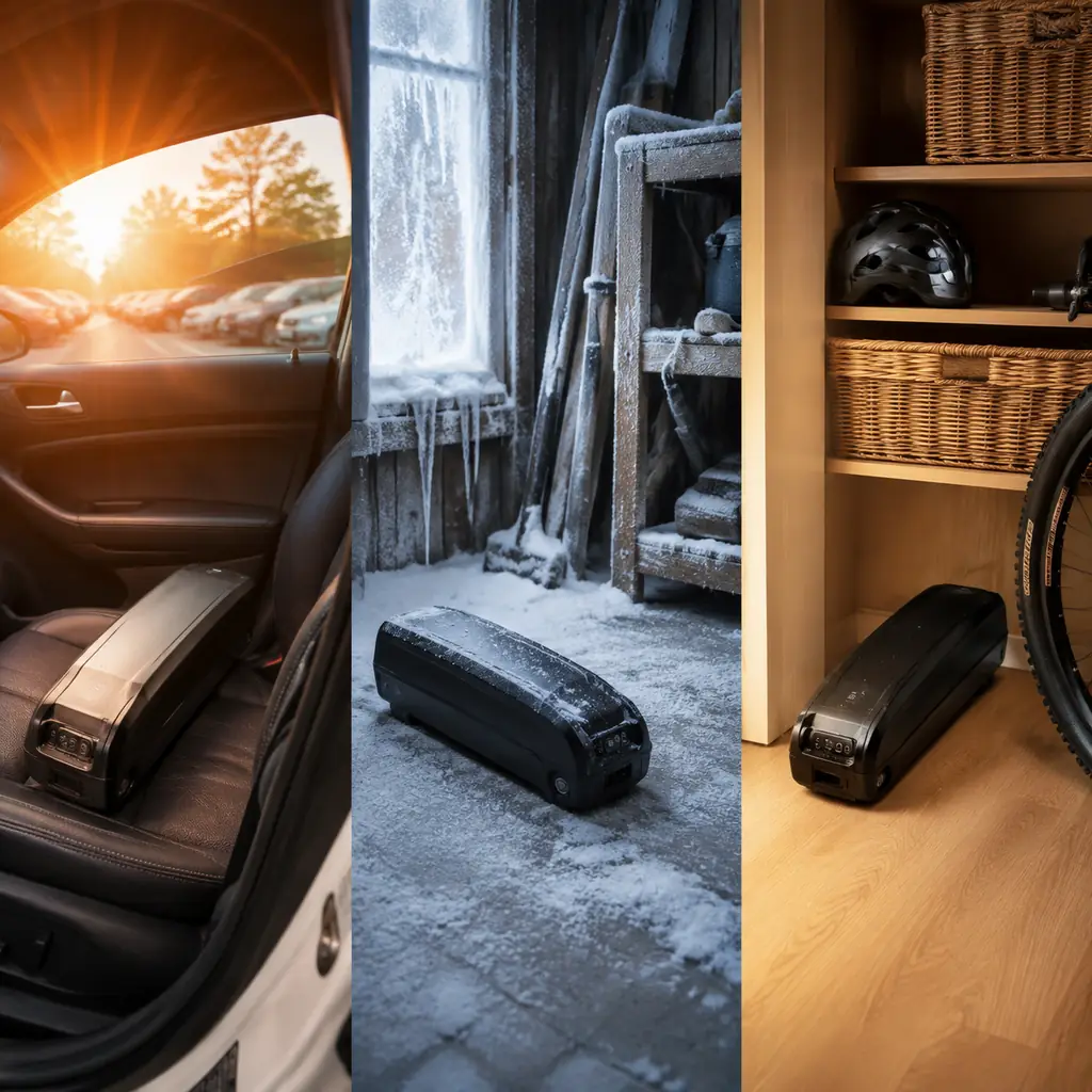 Comparison of unsafe extreme-temperature storage and indoor e-bike battery storage