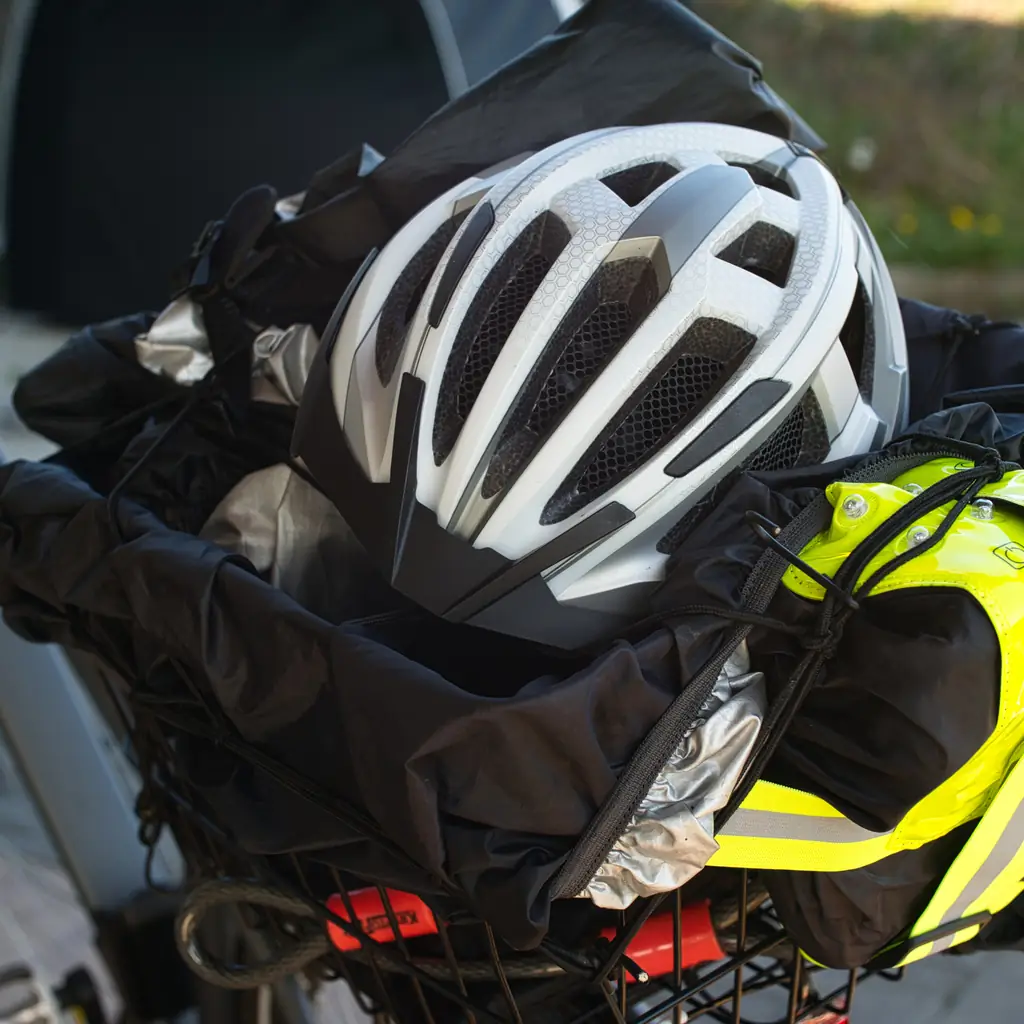 Touring bicycle and equipment documented before a cycling vacation