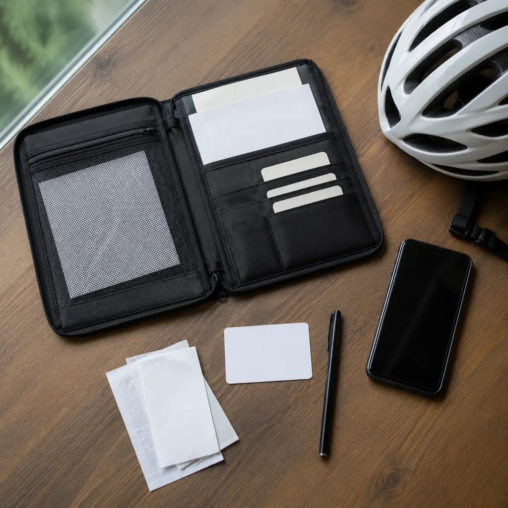 Organized travel insurance and cycling emergency documents